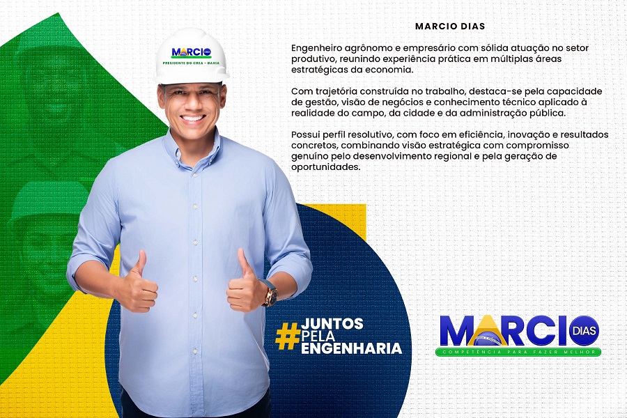 UM CONSELHO QUE TRABALHA PARA QUEM PRODUZ”: MARCIO DIAS ANUNCIA CANDIDATURA À PRESIDÊNCIA DO CREA-BA