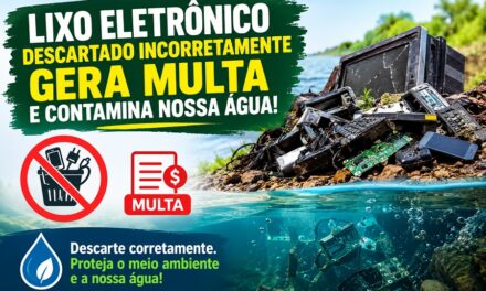 LIXO ELETRÔNICO DESCARTADO INCORRETAMENTE GERA MULTA E CONTAMINA NOSSA ÁGUA!